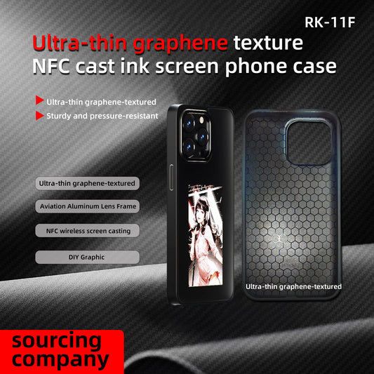 NFC Smart Phone Case For iPhone 13 14 15 Pro Max DIY Eink Screen Silicone Phone Case APP Refresh Photo Shockproof Phone Cover