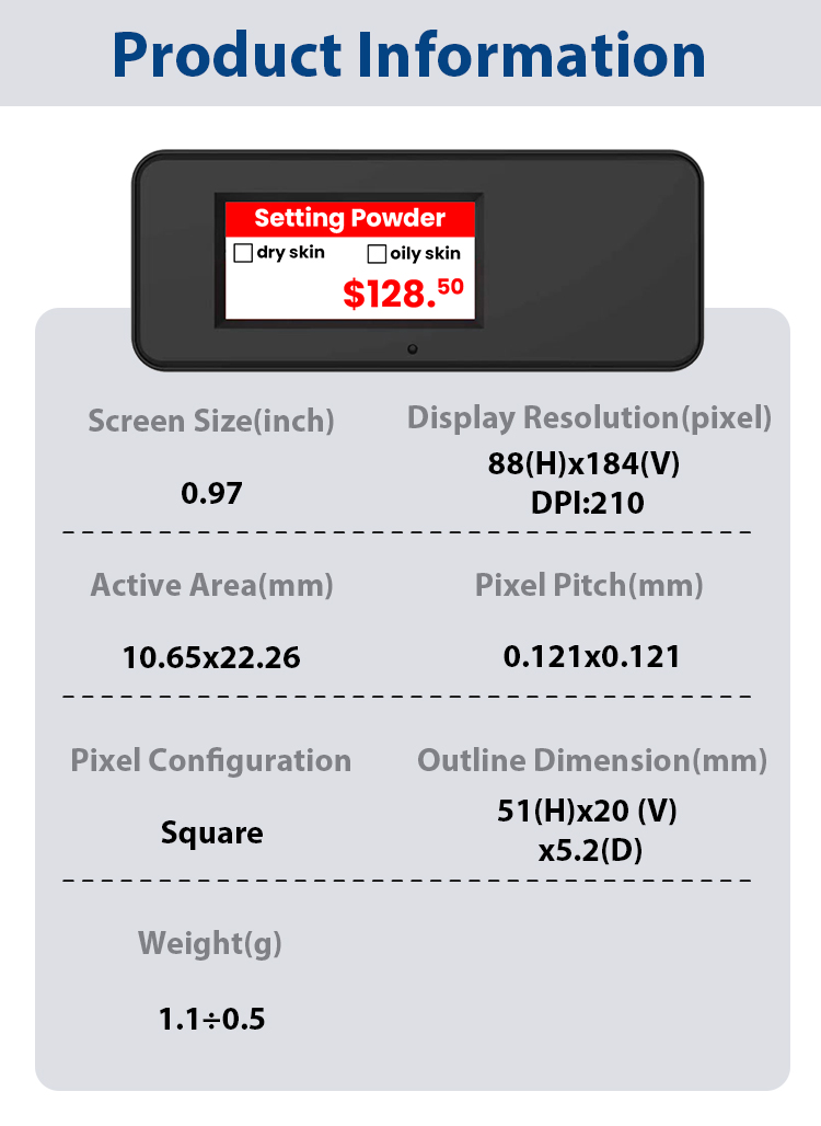 2.4GHz 0.97" Electronic Shelf Label Beauty Store Innovation: Electronic Price Tags and Digital Shelf Labels for Cosmetics and Beauty Products