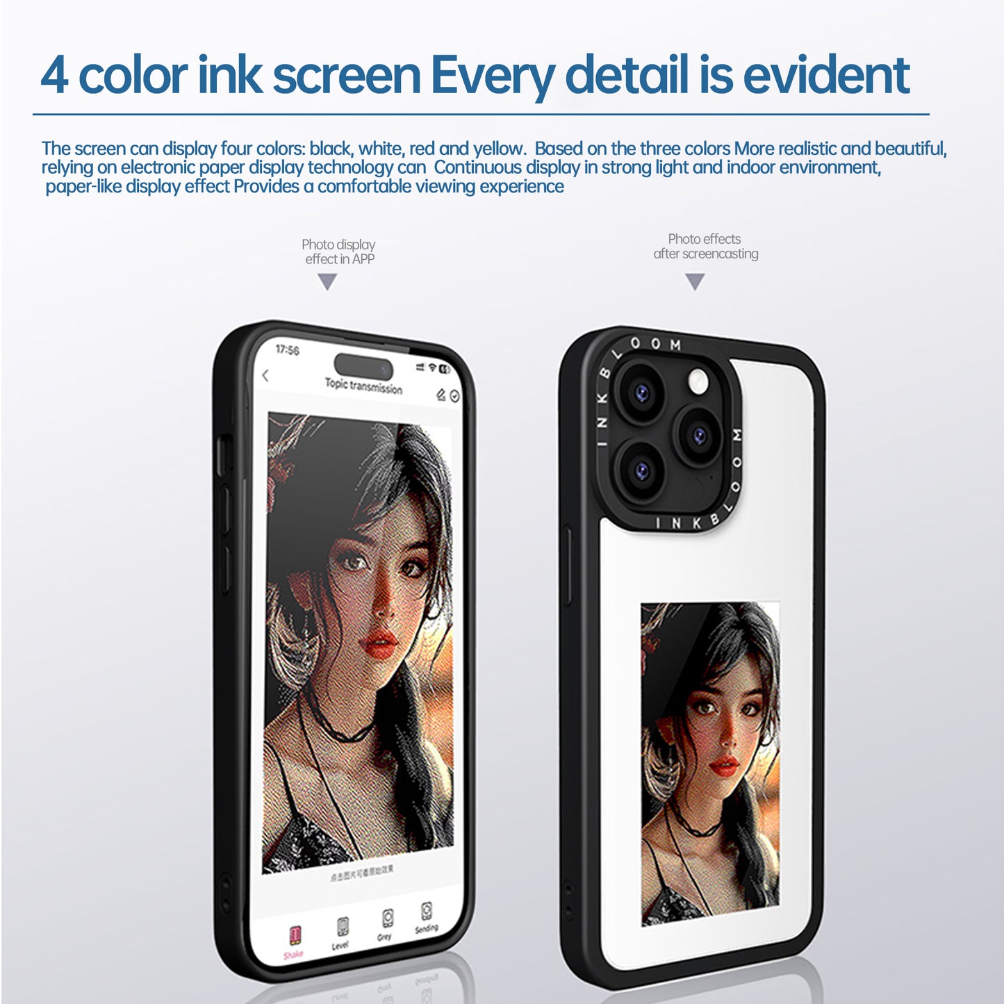 4 Color Picture Changeable Phone Case No Need Battery AI Eink Protect Case for iPhone 13 14 Pro Max iPhone 15 Pro Max Eink Case